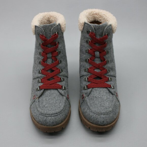 Korks Ease Ladies 9.5 Evie Gray Felted Wool Lace-up Ankle Heels Boots KR0009860 - Picture 5 of 12